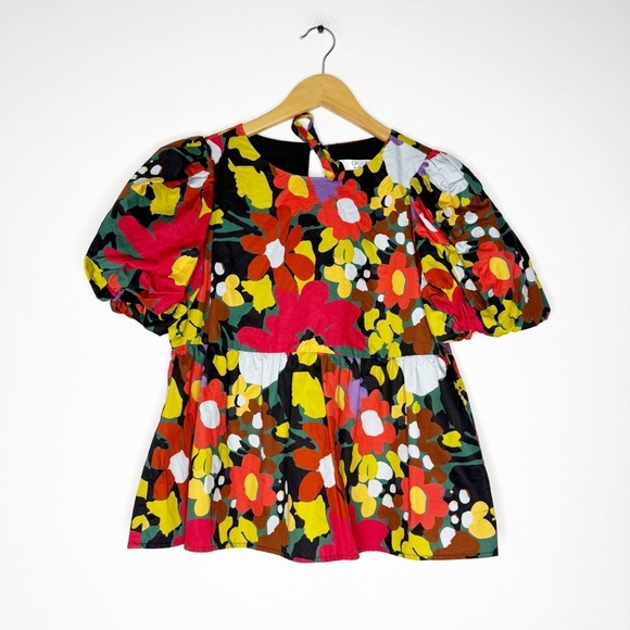 Crosby by Mollie Burch Remy Puff Sleeve Blouse Woodlands Floral Size XS - Picture 2 of 6